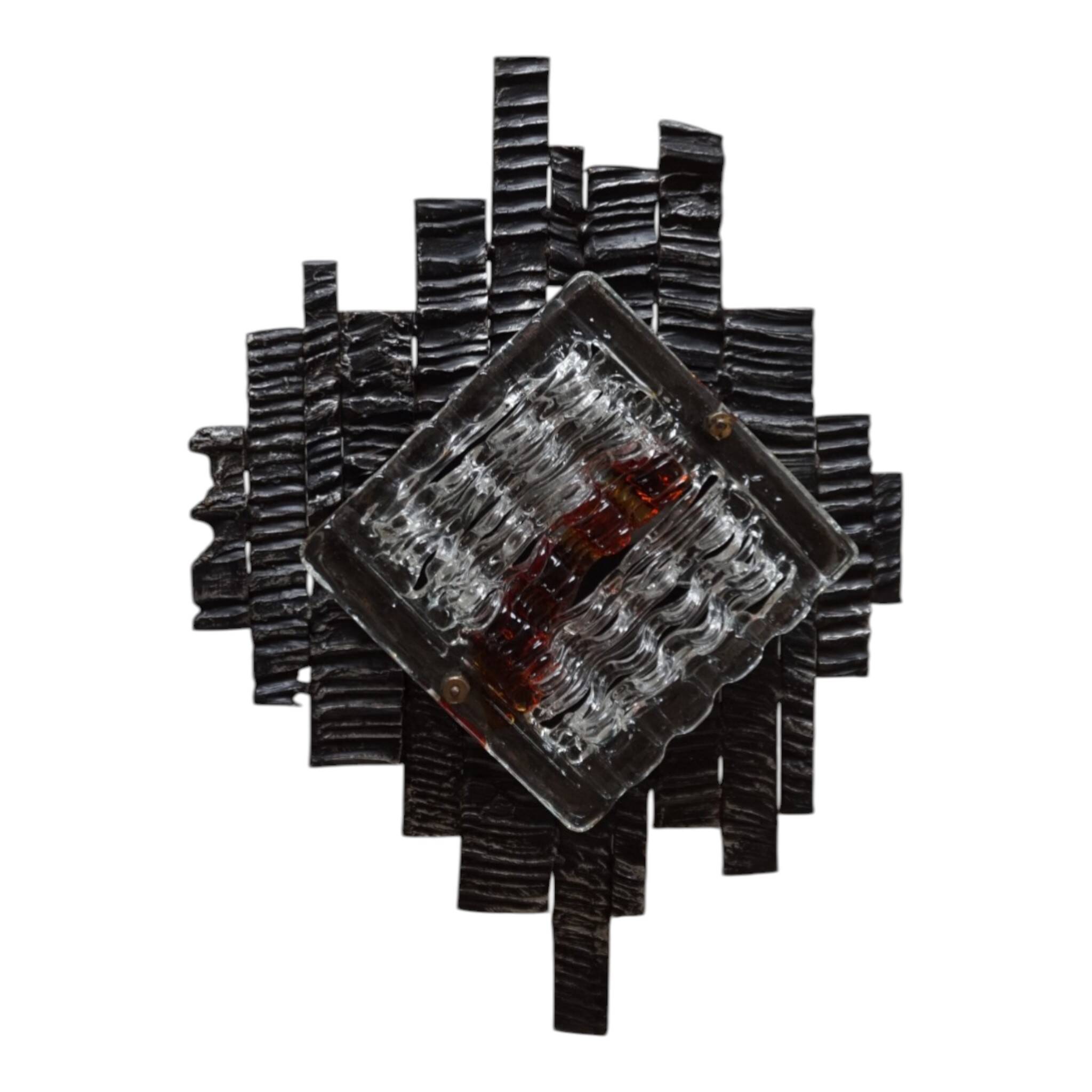 Poliarte Brutalist Wall Lamp by Albano Poli, 1970