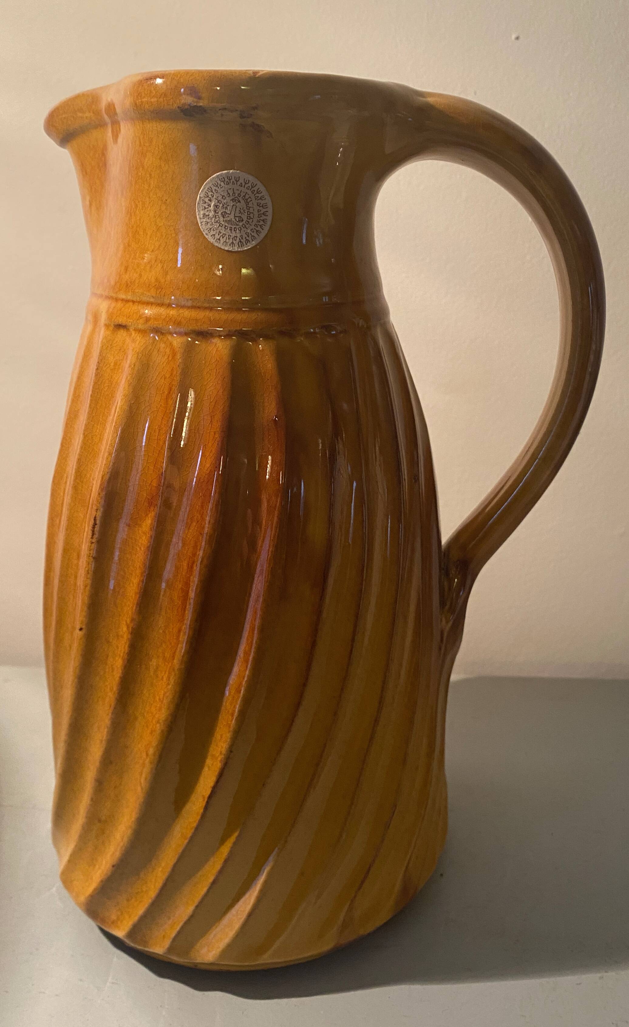 Enamelled pitcher stamped "The Cyclades" (Anduze) Perfect condition