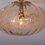 Cascade chandelier 4 globe in blown amber glass