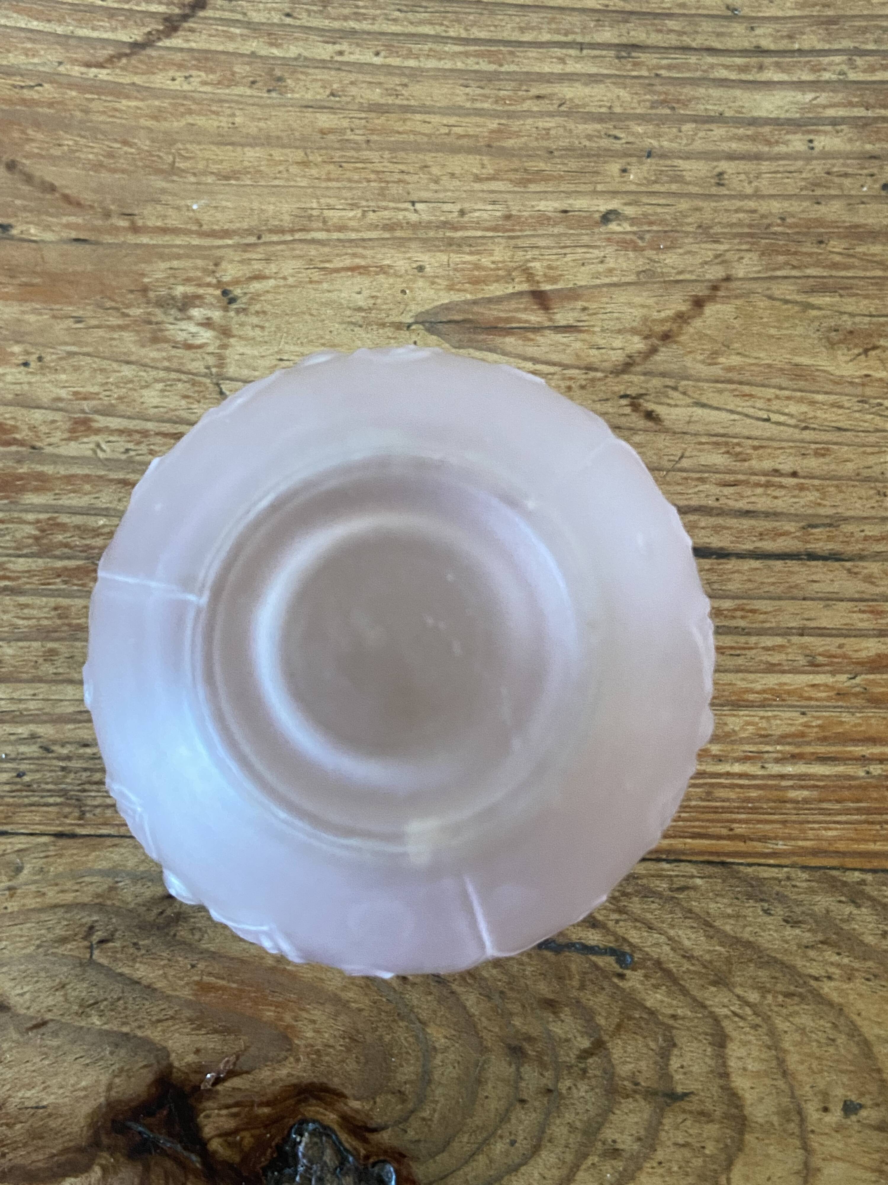 Small pink opaline vase with butterfly motif
