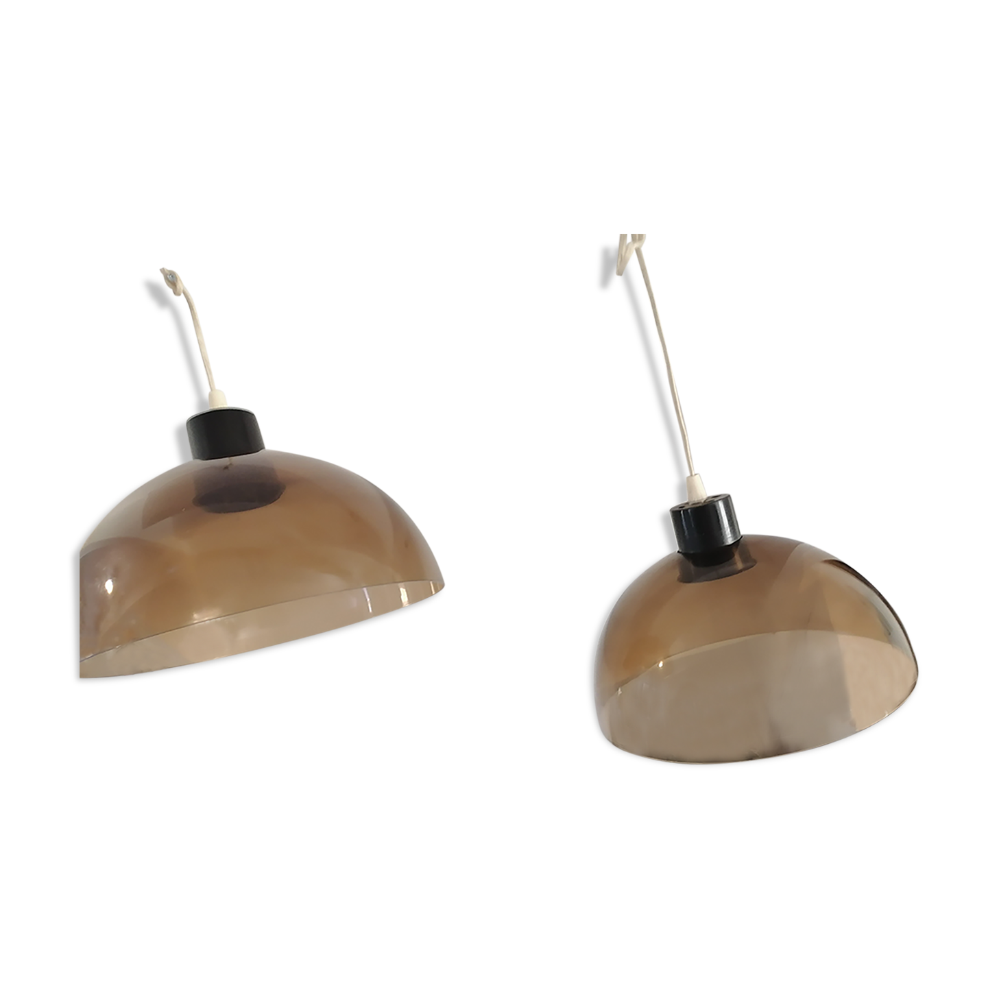 Paire de suspensions 1970 plexiglas fumé