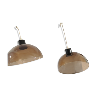 Paire de suspensions 1970 plexiglas fumé