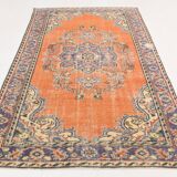 6x9 Orange & Blue Turkish Vintage Rug, 174x279Cm