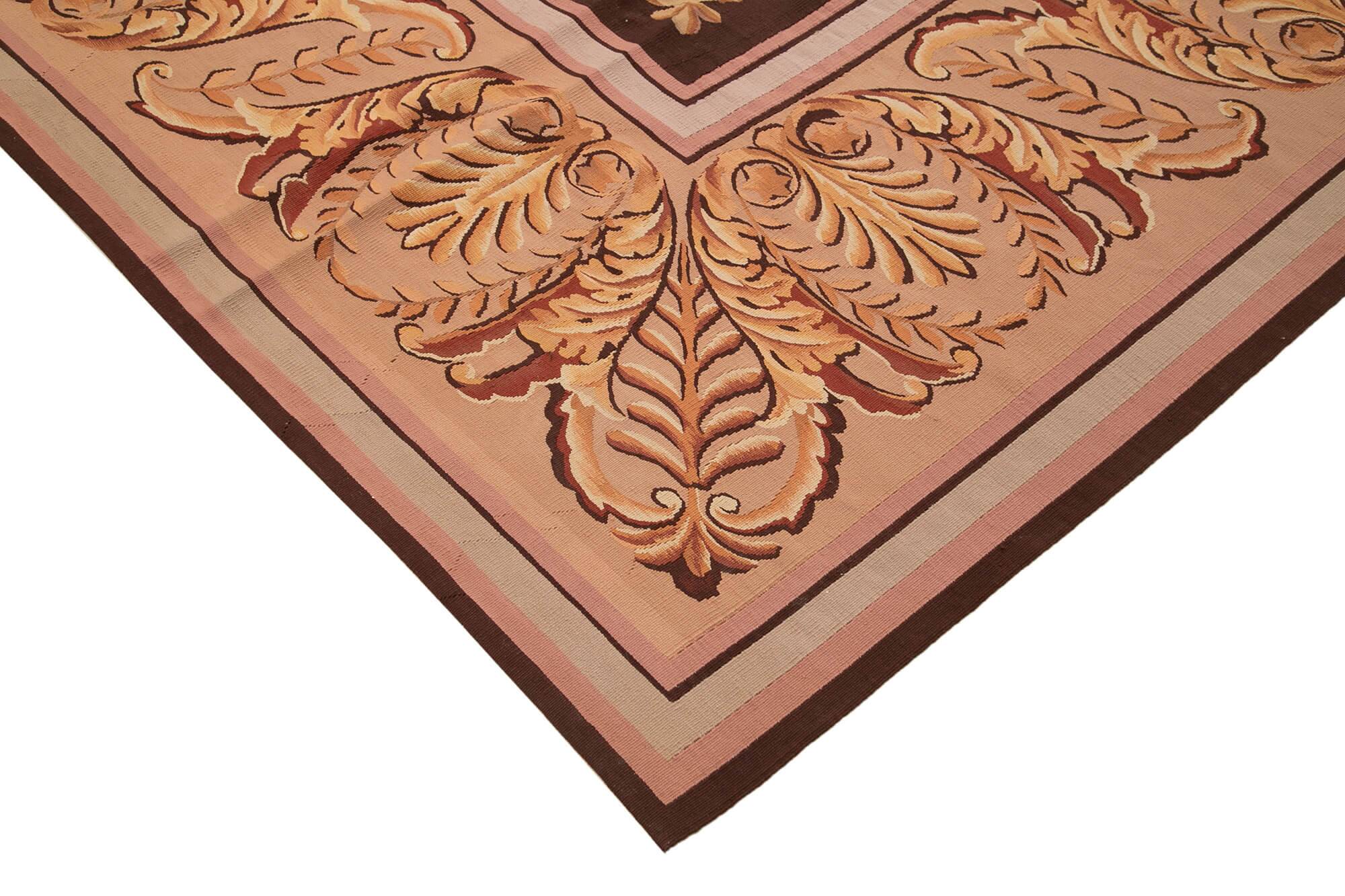 Handmade European Vintage Aubusson Kilim 363 cm x 384 cm