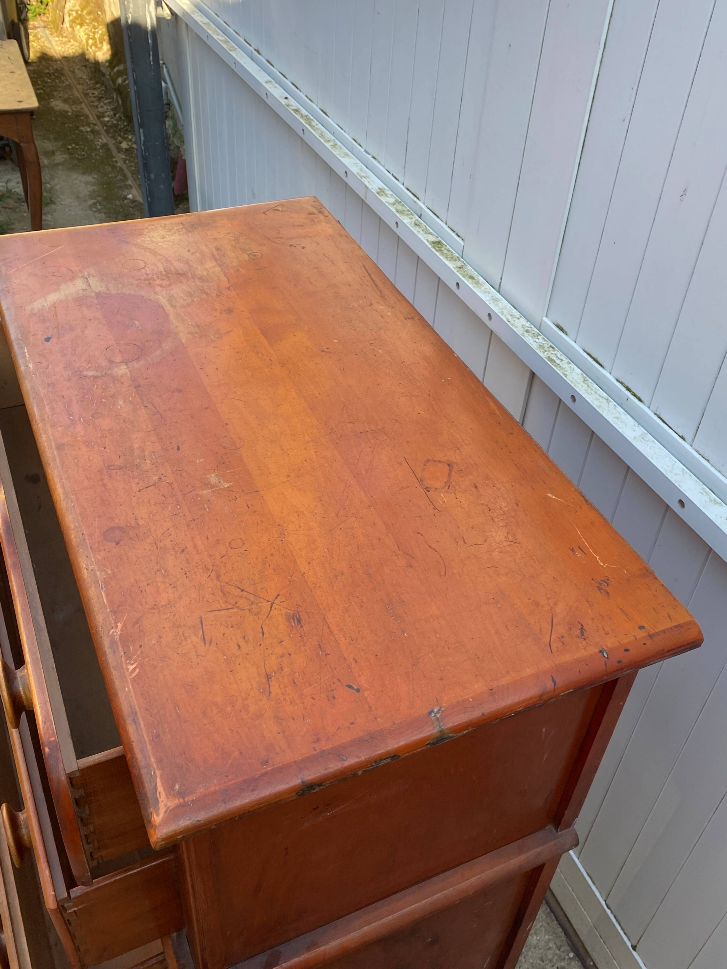 Meuble de métier de rangement commode haute en bois blanc 1950