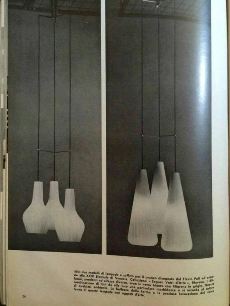 Italian Glass Pendant Lamp by Flavio Poli for Seguso Vetri Darte, 1950s