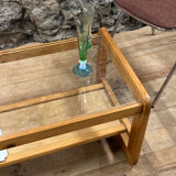 Coffee table in pine and glass Regain 1980