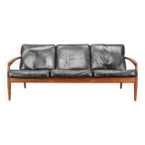 1960s Kai Kristiansen Paper Knife 3-Seater Teak Sofa in Leather , Denmark