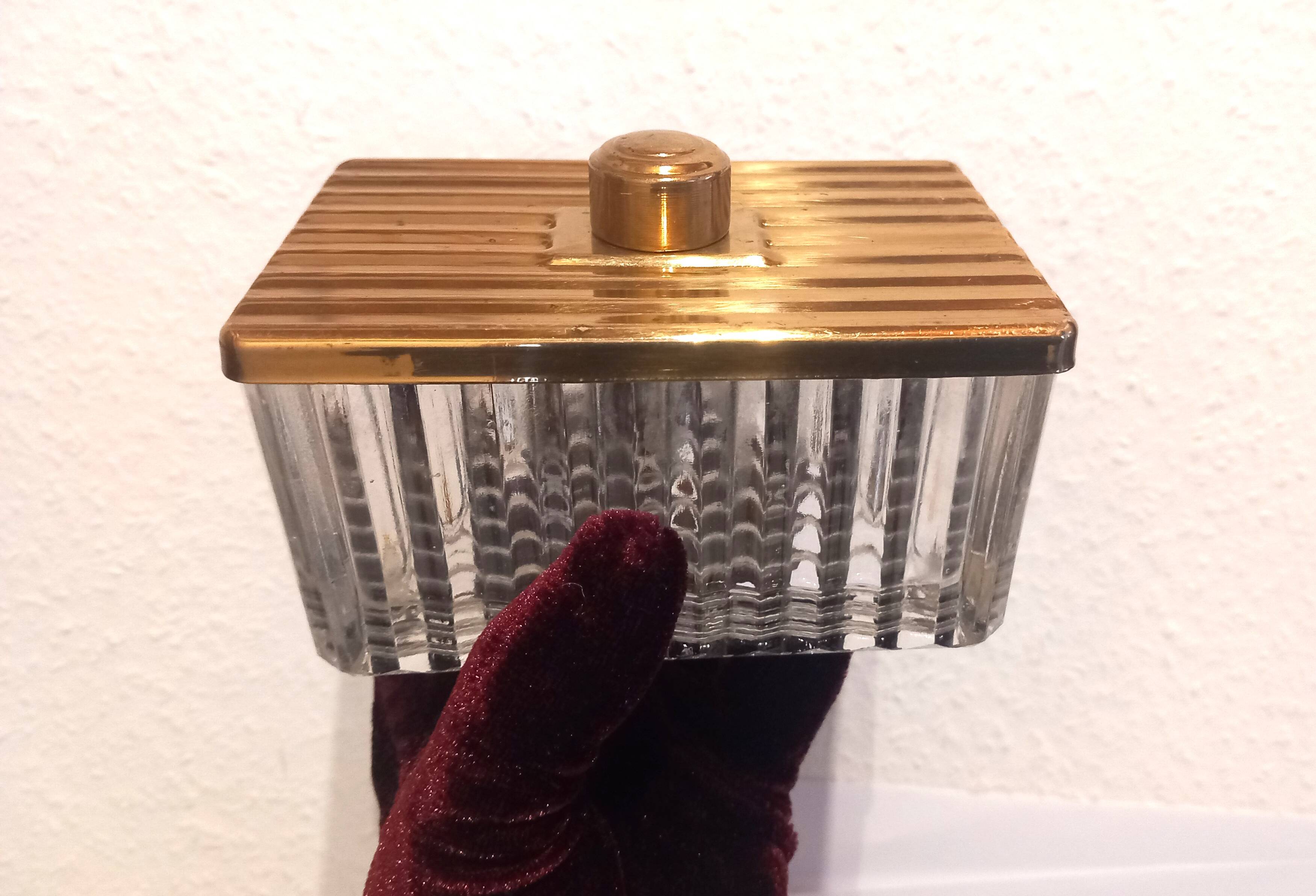 Art Deco Cake Box / Jewelry Box / Candy Box in Glass and Metal