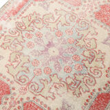 Red and beige wool turkish rug 198x112cm