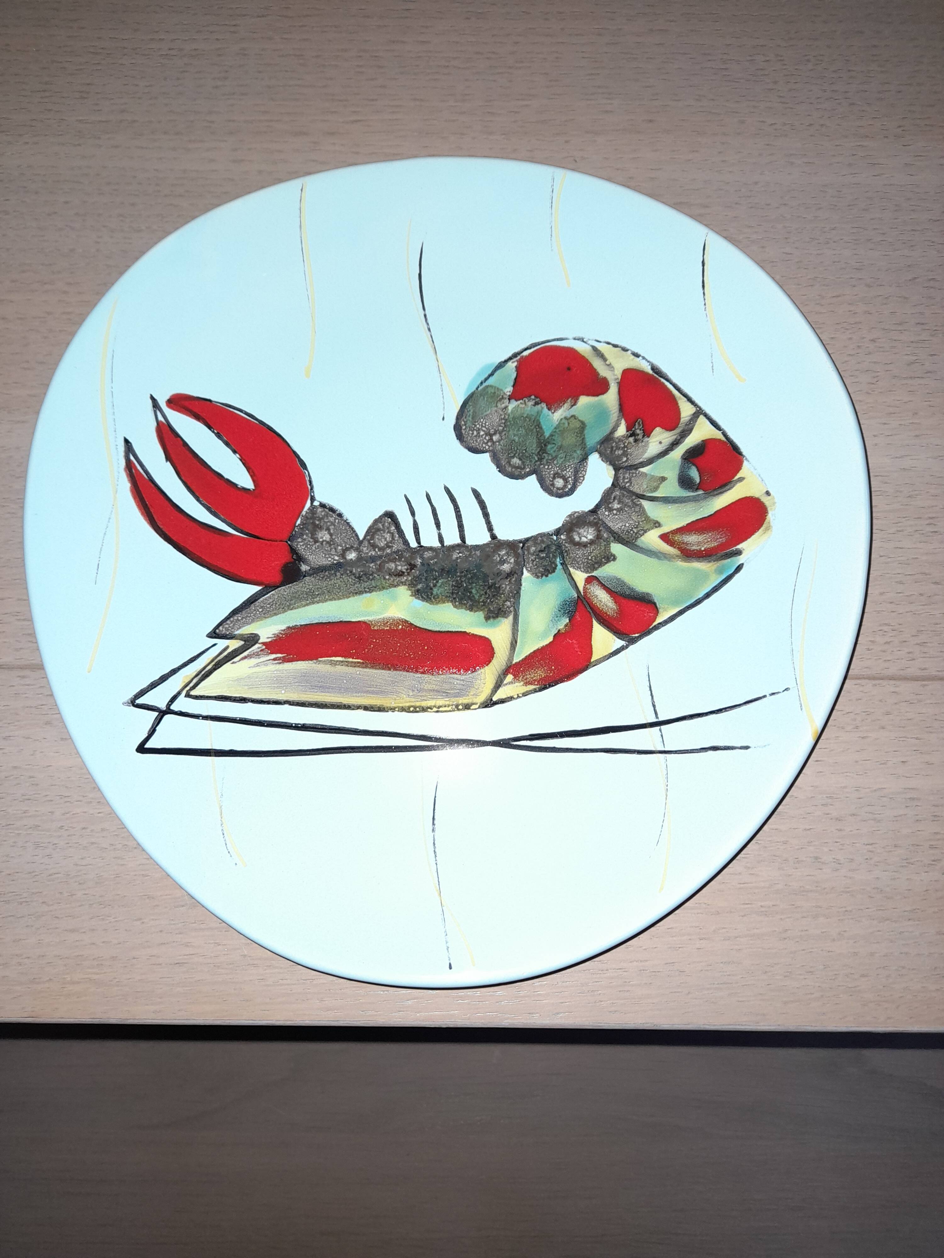 Seafood service / fish 14 pieces / PORNIC M.B.F.A Hand-painted
