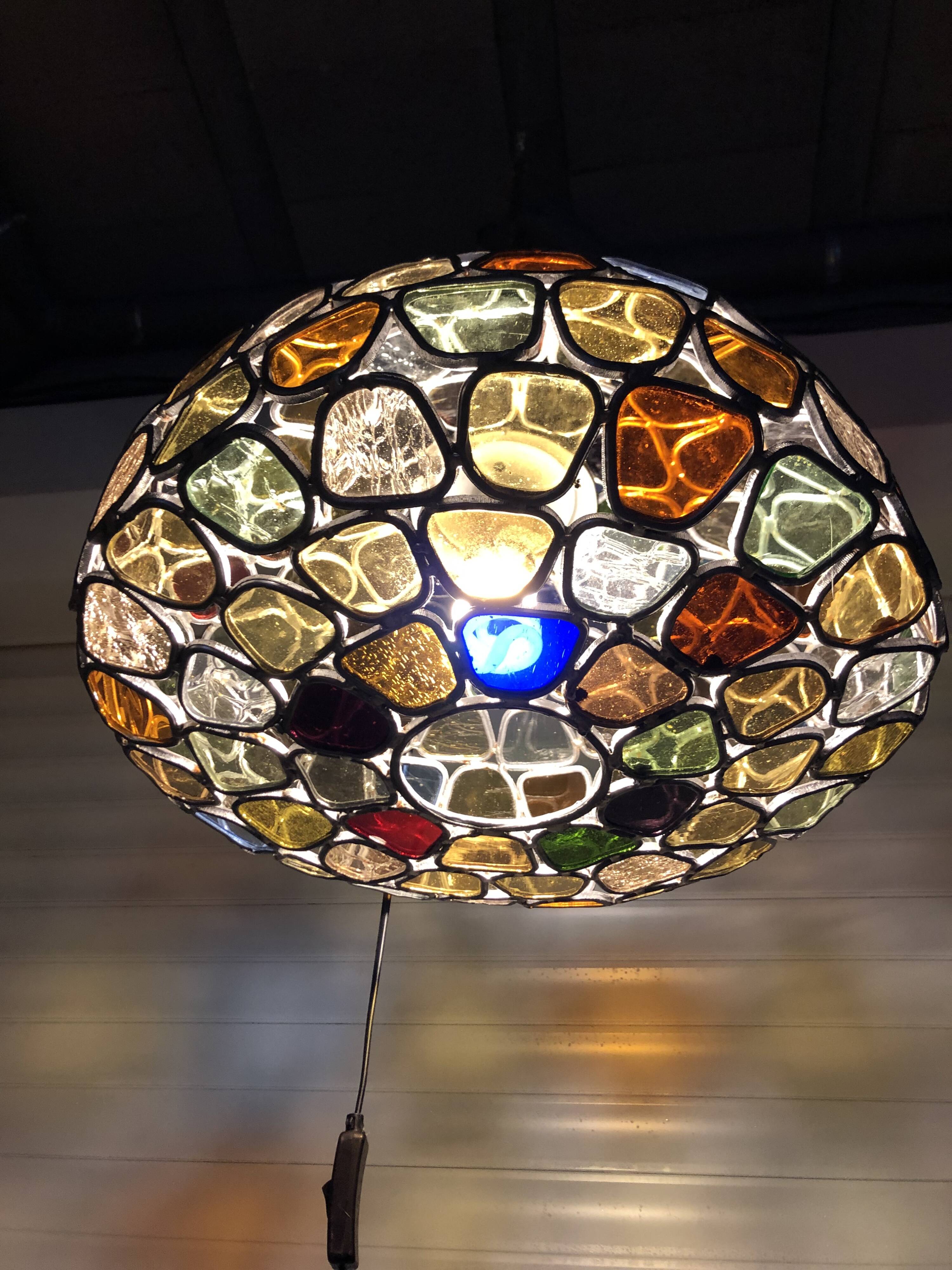 Lustre vitrail ancien