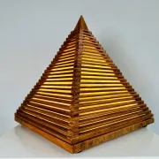 Teakwood Pyramid Table Lamp, Italy, 1970S