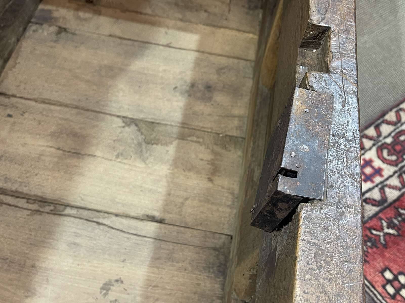 19th century Breton oak storage bench