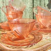 Vintage vereco pink cups France six-serve