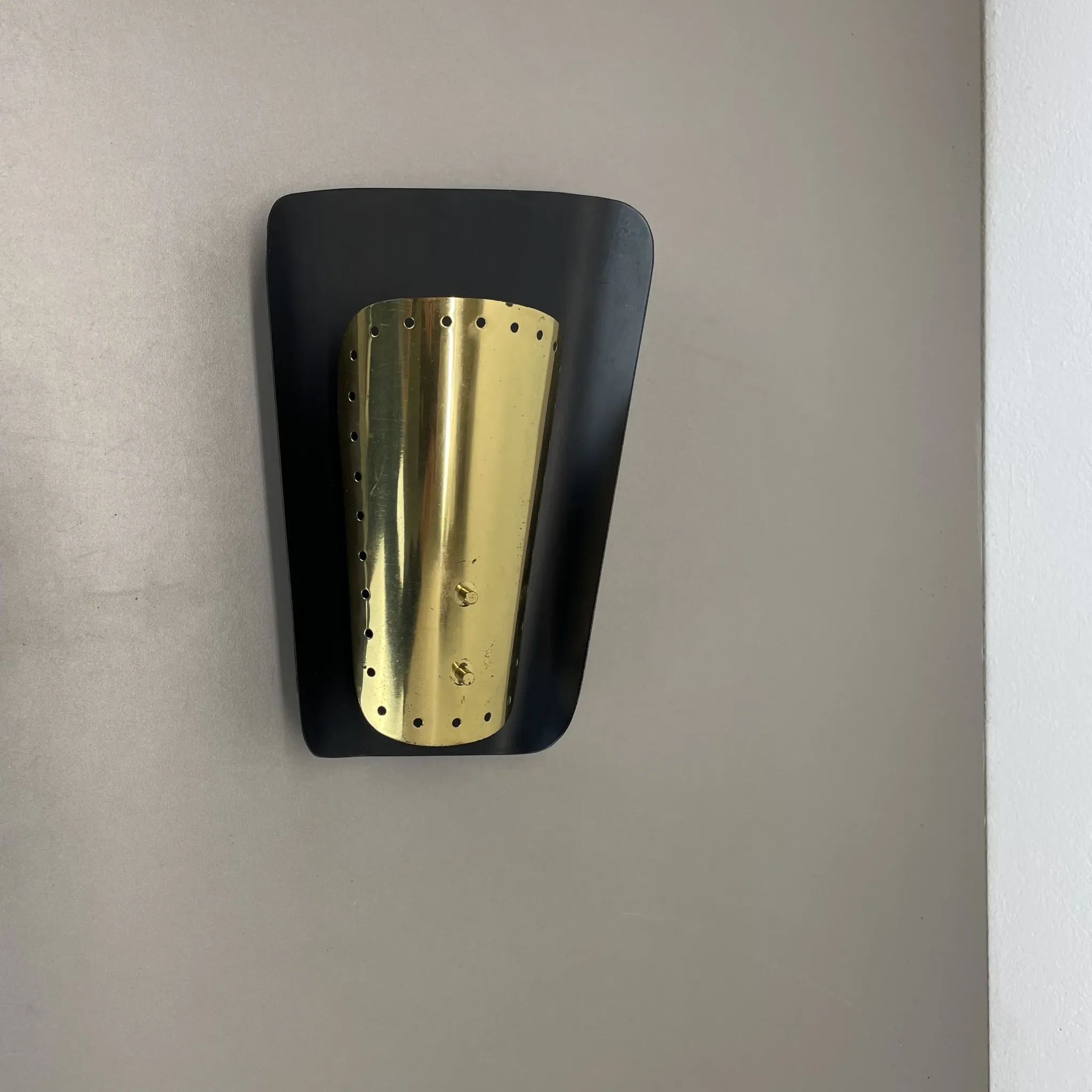 Rare Minimalist Theatre Wall Light in Brass, Italy 1950s