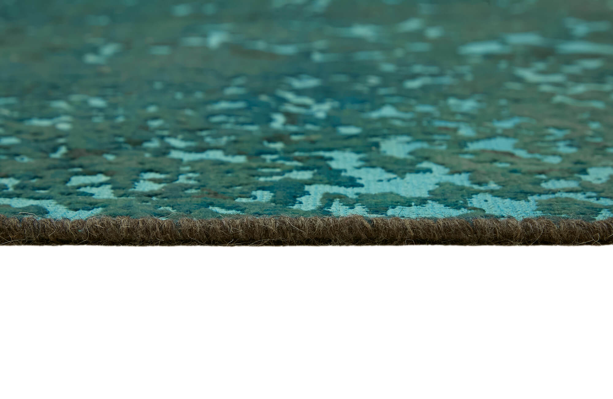 Handmade turkish unique 1980s turquoise wool carpet