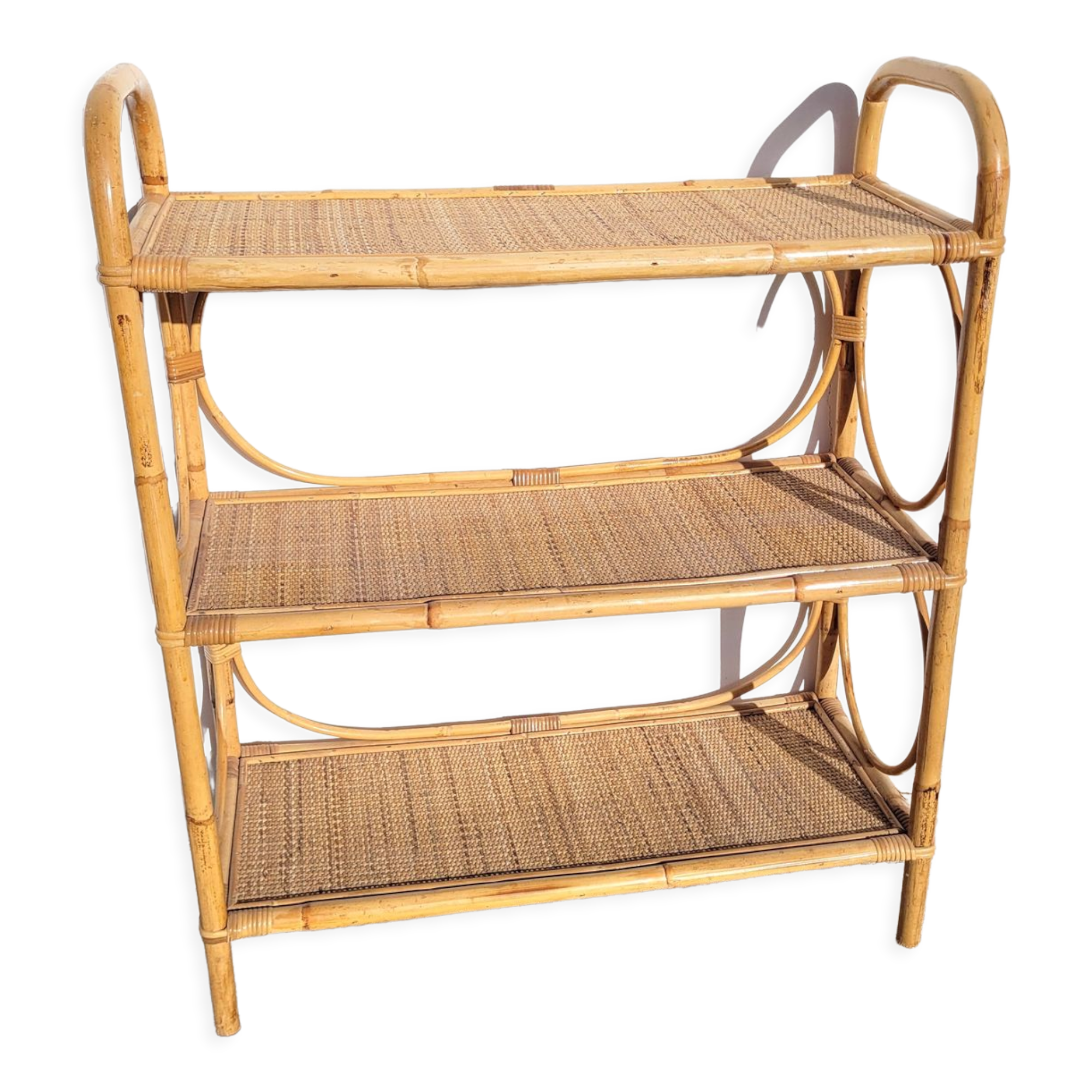 Library cabinet rattan shelf 1960