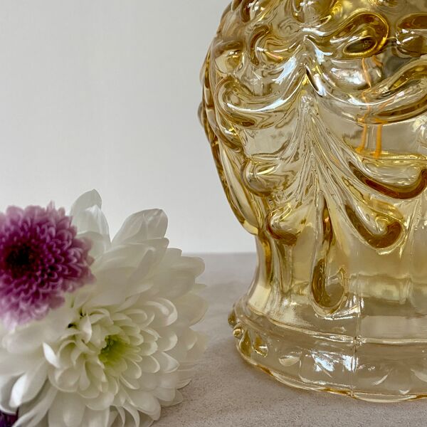 Baladeuse tulipe vintage en verre ambré