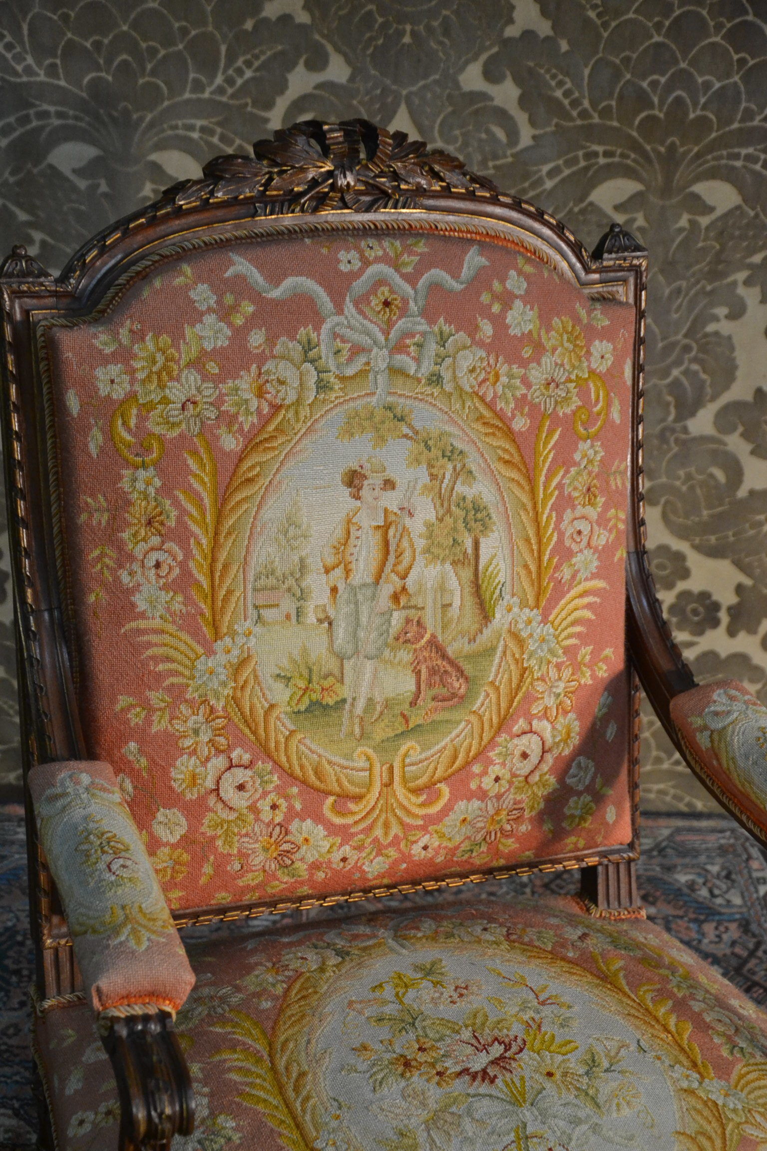 Pair of Louis XVI Style Armchairs in Walnut