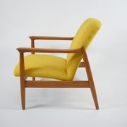Vintage original armchair designer E.Homa, 1960s, fully restored, yellow fabric
