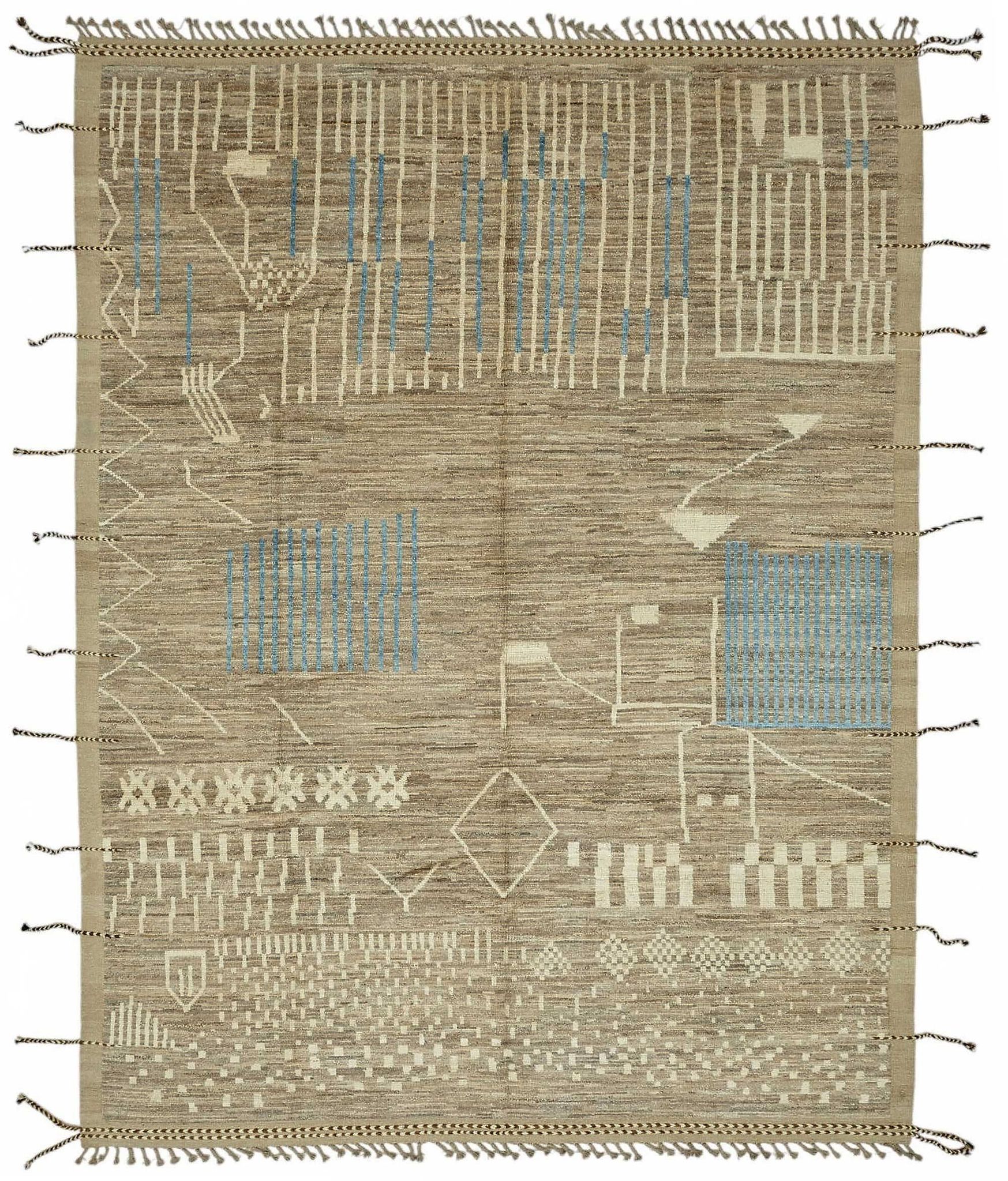 Tapis en laine brun rustique turc tissé à la main 279 cm x 375 cm