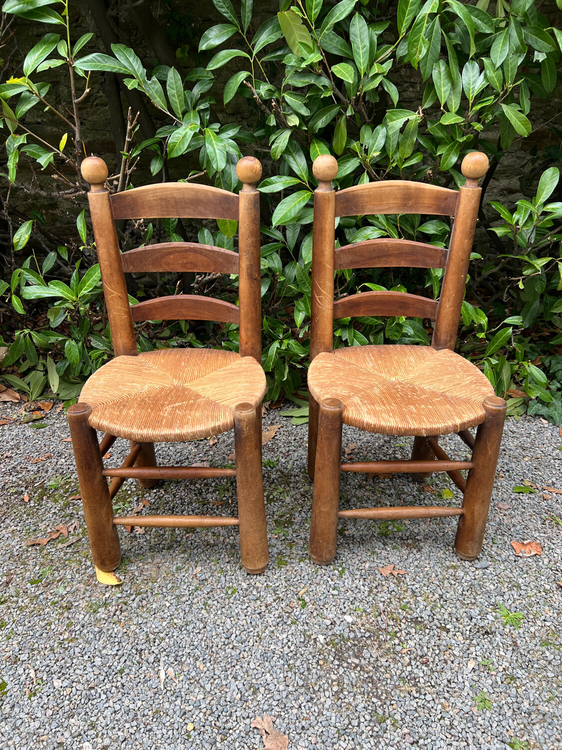 Pair of chairs, rustic finish, 1940-1950