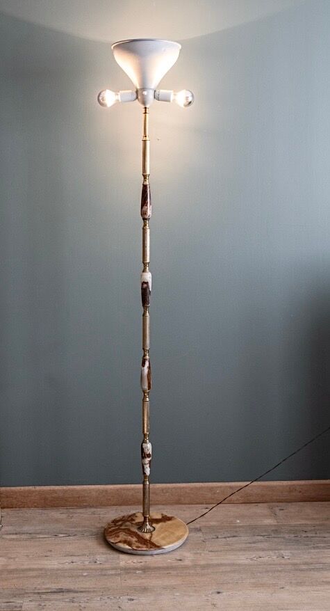 Italian onyx and brass floor lamp