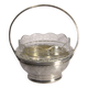Small cut glass bowl with a handle in silver-plated metal, 13x14cm, early 20th century.