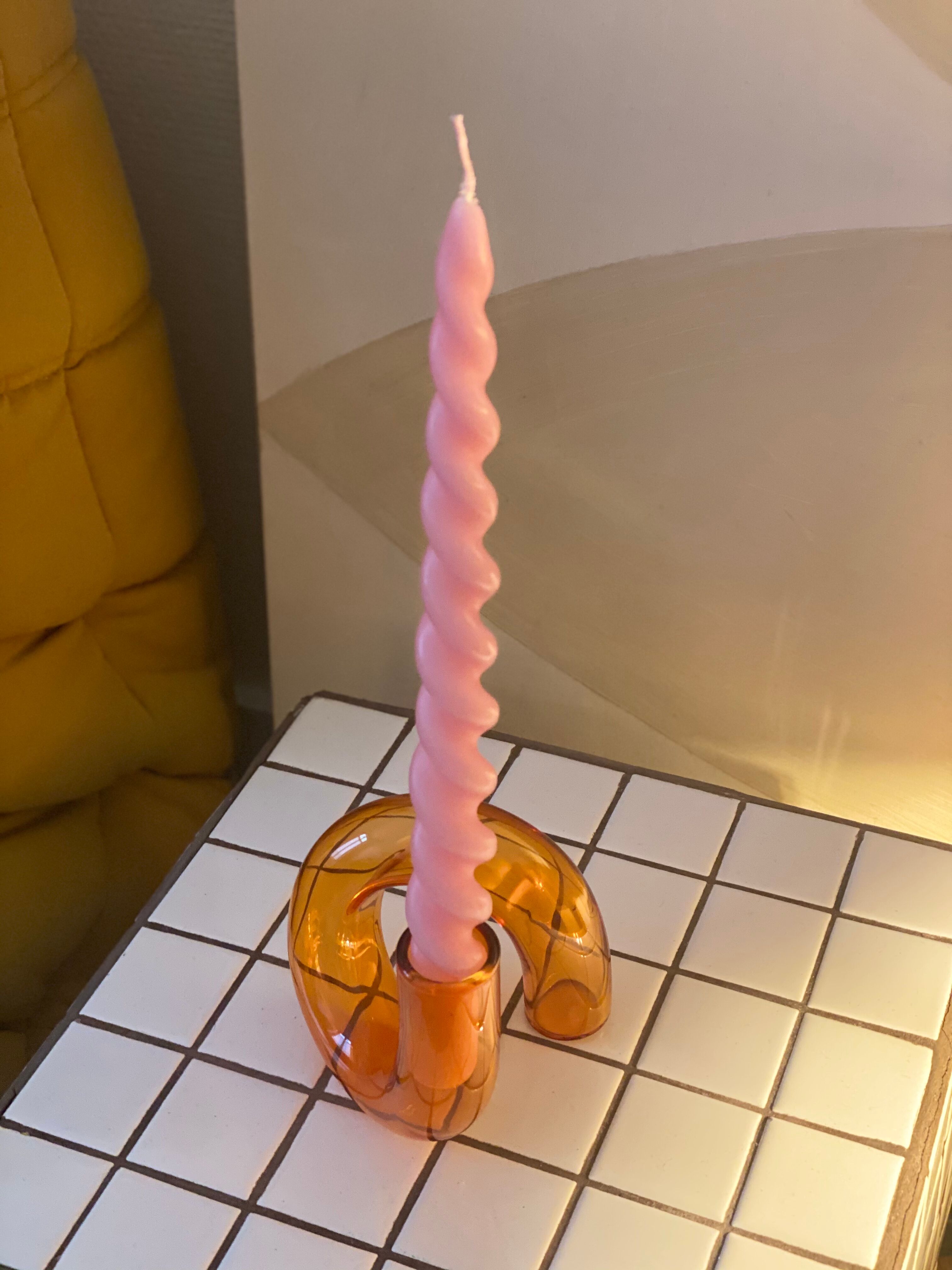 Vase soliflore minimaliste en verre soufflé orange rétro