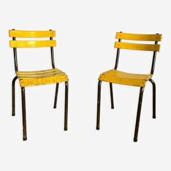 Pair of chairs bistrot metal patina of origin