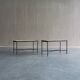 Set of 2 minimalist metal side tables with plaster-fiber tops