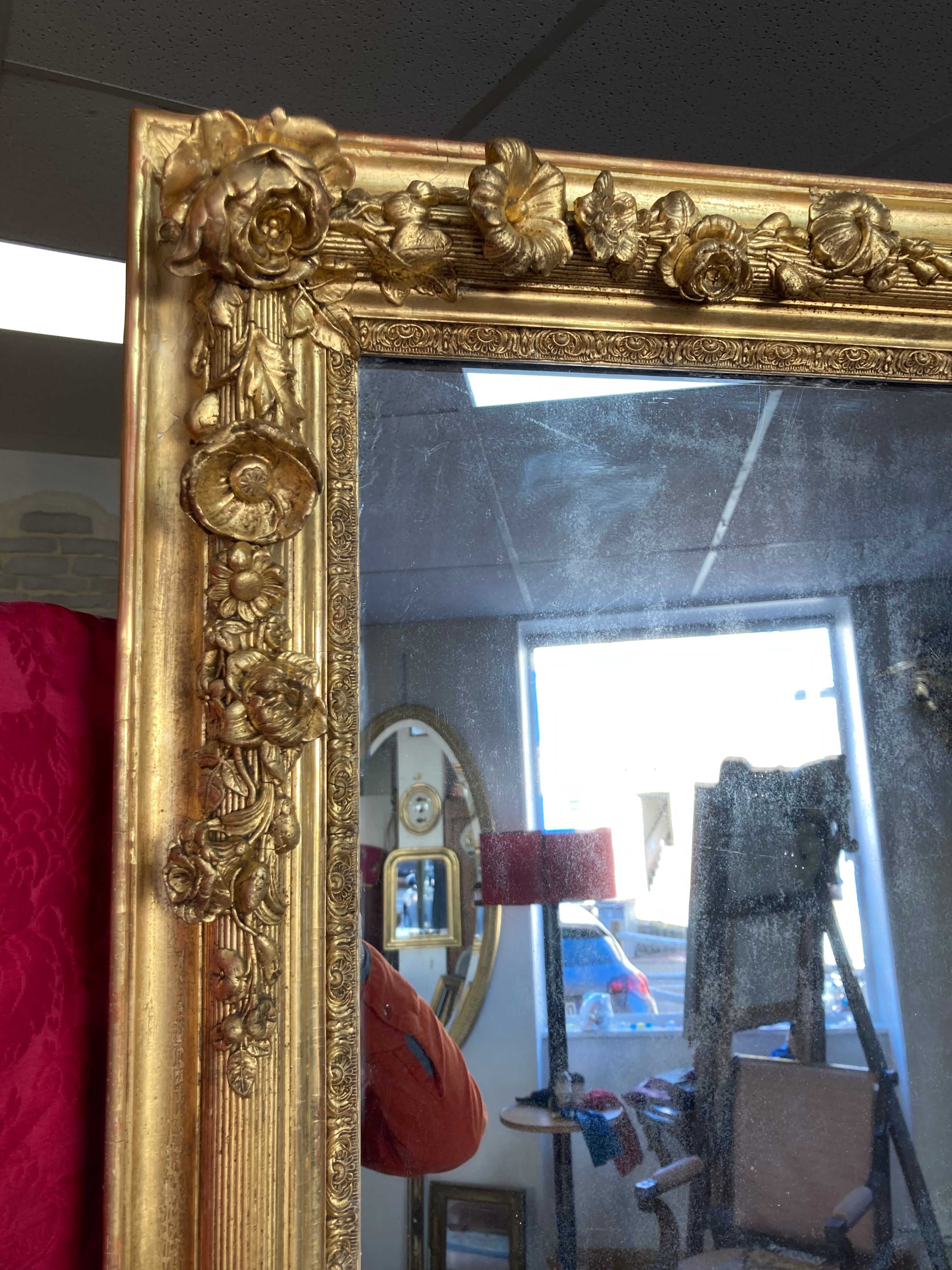 Gilded wooden mirror Napoleon III 186x119cm