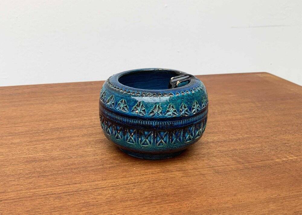 Vintage Italian Ashtray Rimini Blue in Ceramic by Aldo Londi for Bitossi