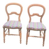 Pair of Louis Philippe walnut style chairs, reupholstered