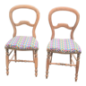 Pair of Louis Philippe walnut style chairs, reupholstered