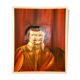 Oil painting the man with 3 faces French school XXth signature XII 90