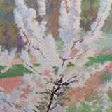 Cherry blossom branch. Gouache on signed paper