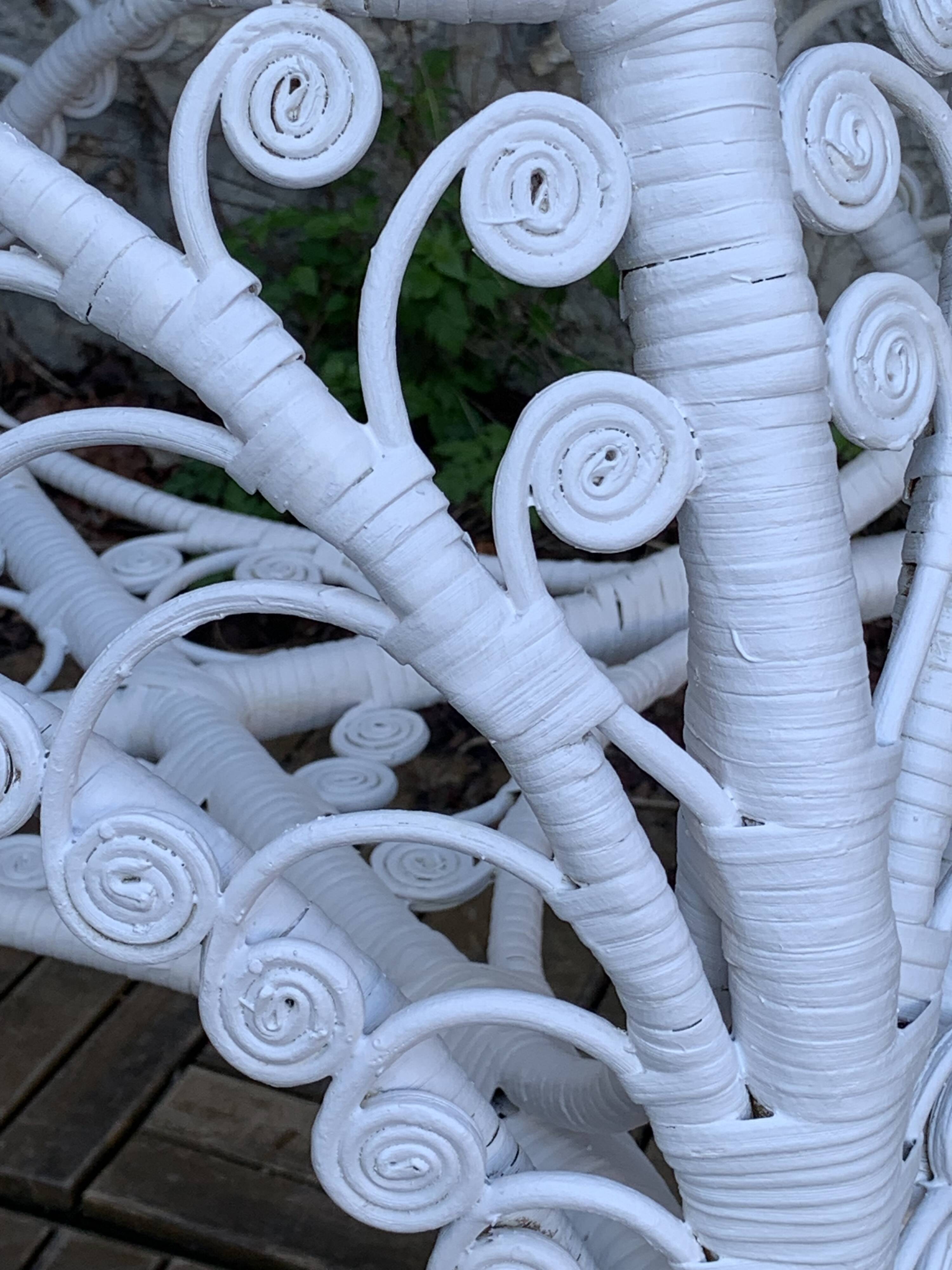Peacock white rattan side table 1970