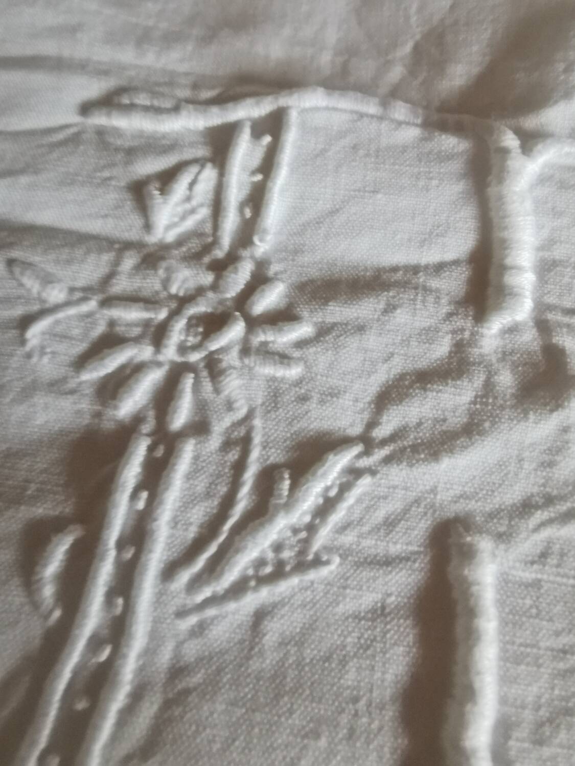Old large linen sheet monogrammed CP
