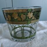 Ancien pot Rince Raisin  en verre  décoré de grappes de raisin