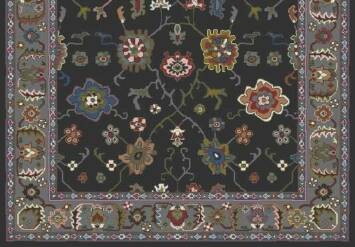 Black floral home rug