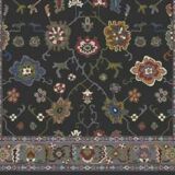 Black floral home rug