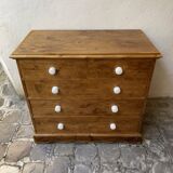 Solid natural pine chest of drawers with 5 drawers
