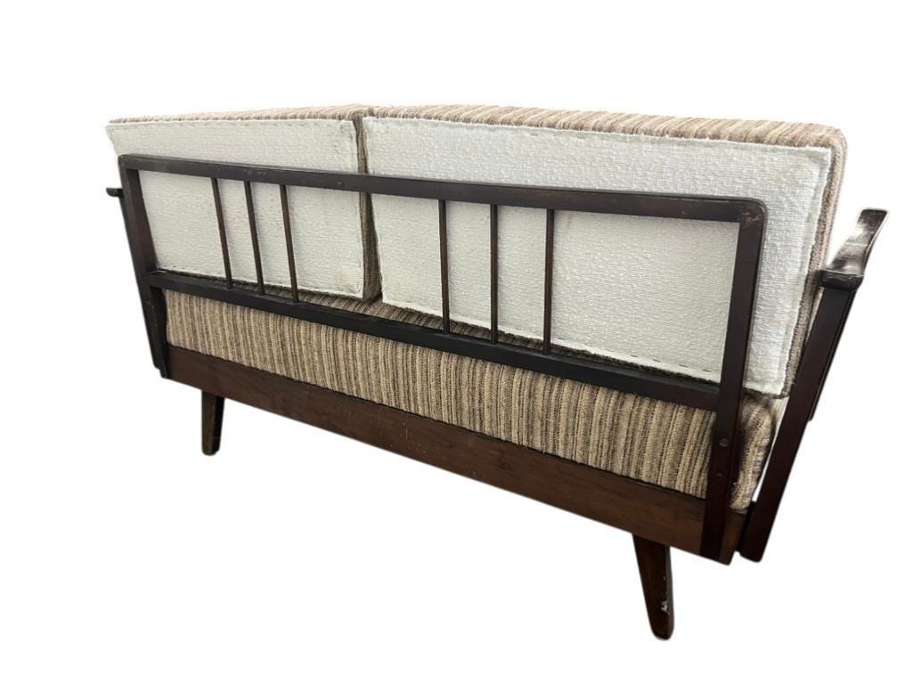 Vintage extendable wooden two-seater sofa / KNOLL sofa