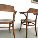 Paire de Fauteuils de Bureau Thonet – Hêtre Courbé & Assises Pyrogravées