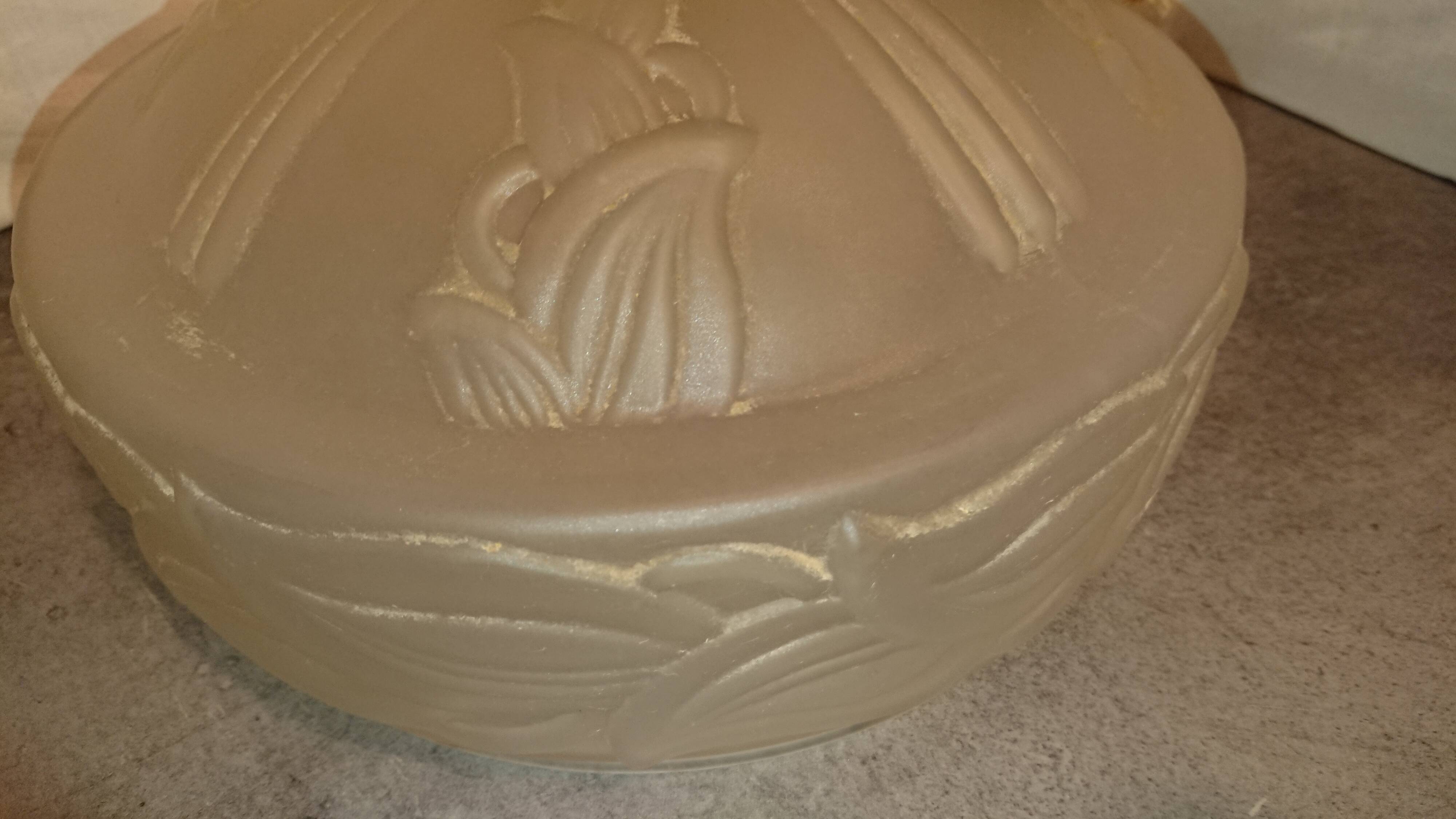 Glass chandelier France Art Deco 1930 Suspension in beige colored glass paste