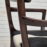 1960s, Danish design by Ole Wanscher, armchair, mahogany wood, cowhide, reupholstered.