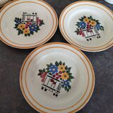 Set of Hbcm floral plates France