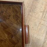 Rectangular art deco wood and glass tray